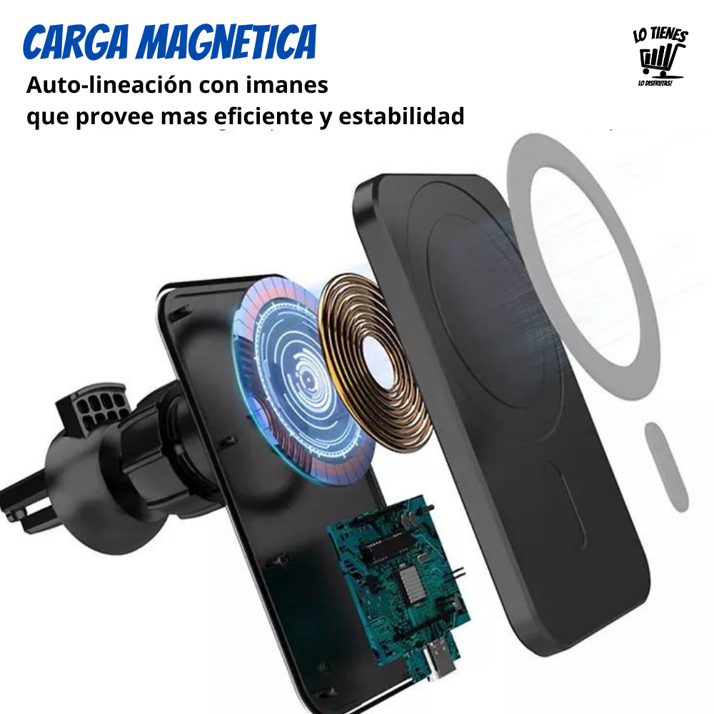 SOPORTE Y CARGADOR MAGNETICO MAGSAFE VEHICULAR COMPATIBLE CON IPHONE