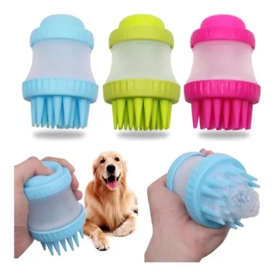 CEPILLO DE BAÑO DISPENSADOR DE SHAMPOO PARA MASCOTAS