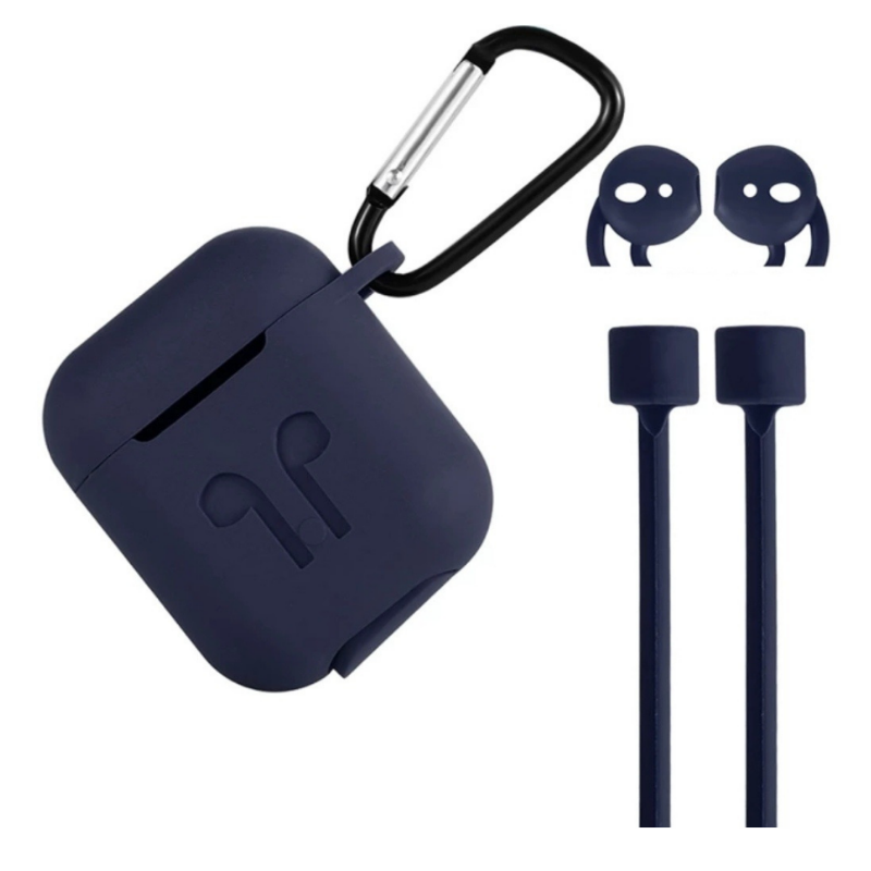 FORRO PROTECTOR CON ACCESORIOS 5 EN 1 PARA AIRPODS