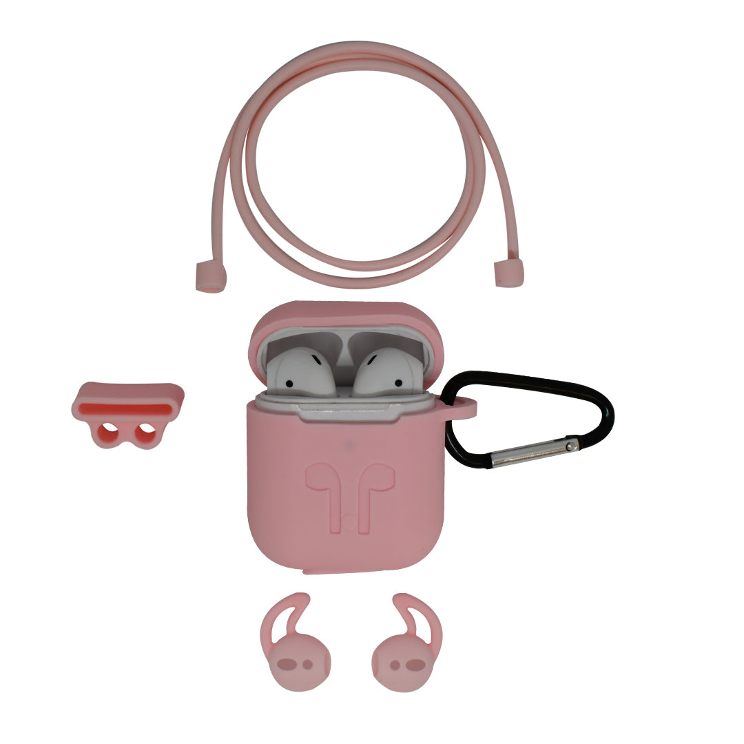 FORRO PROTECTOR CON ACCESORIOS 5 EN 1 PARA AIRPODS