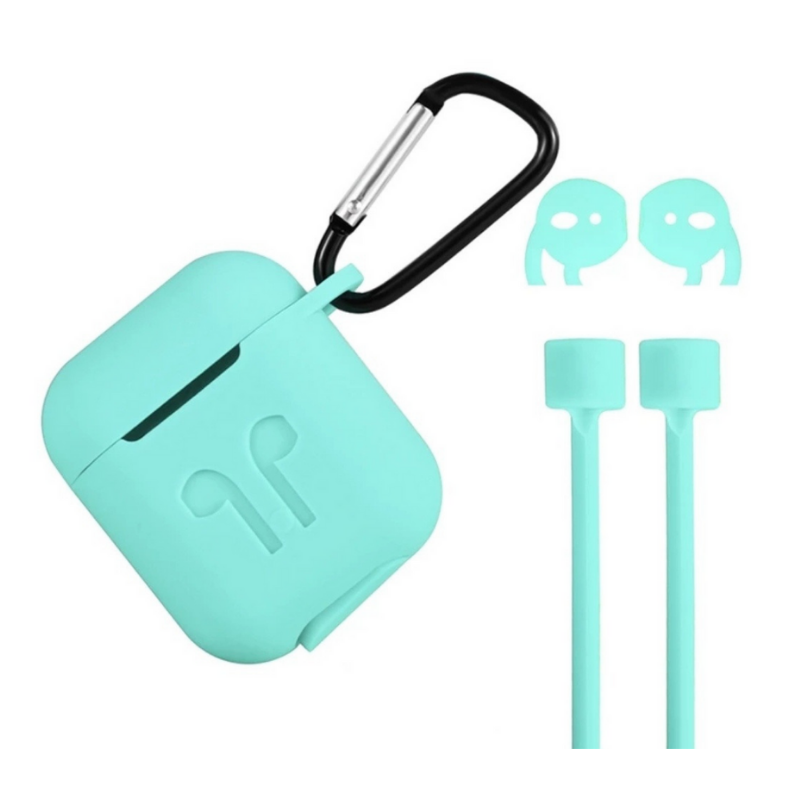 FORRO PROTECTOR CON ACCESORIOS 5 EN 1 PARA AIRPODS