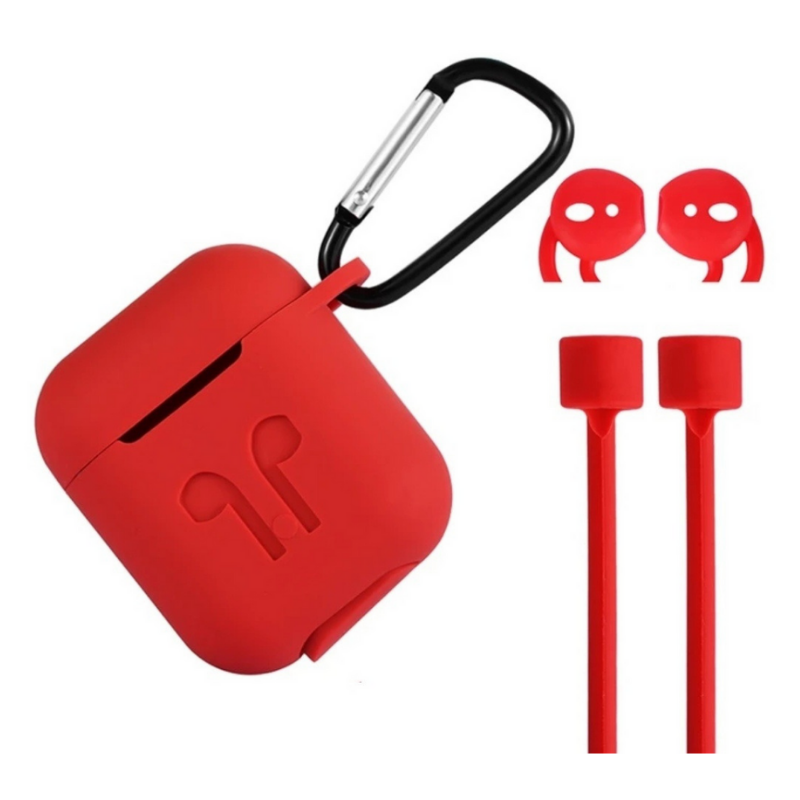 FORRO PROTECTOR CON ACCESORIOS 5 EN 1 PARA AIRPODS