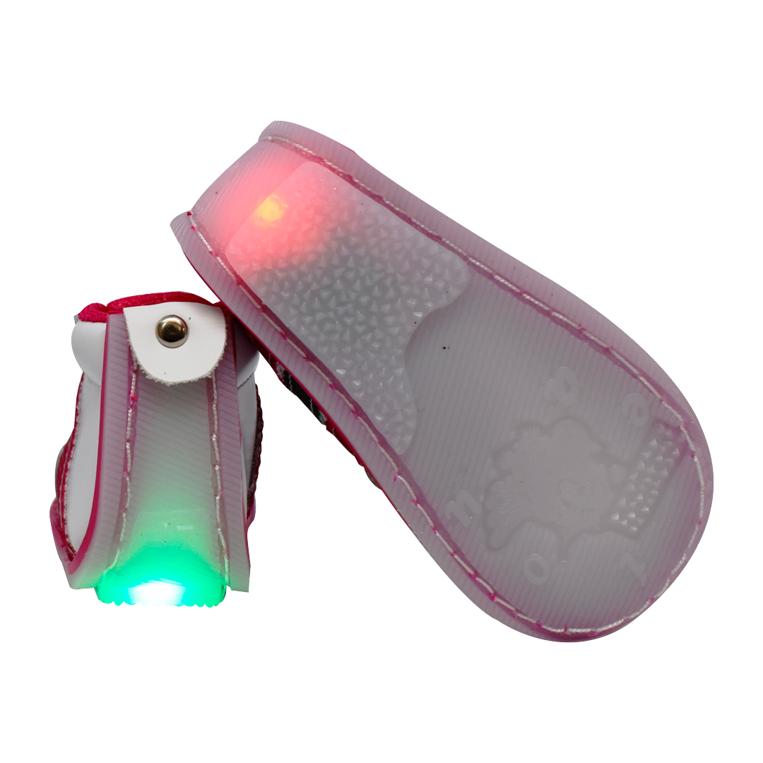 ZAPATO NO TUERCE TENIS GRS FUCSIA LUZ LED DE NIÑA